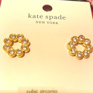 NEW-Kate Spade Authentic Full Circle Gold Stud Earrings & Dust Bag-NWT